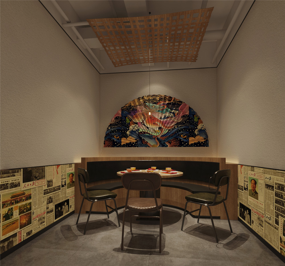 郑州神都霸王牛肚烧烤餐厅装建设计成效图