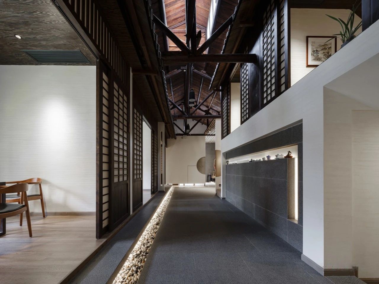 郑州茶室设计公司-江南月缎式茶馆装建设计图