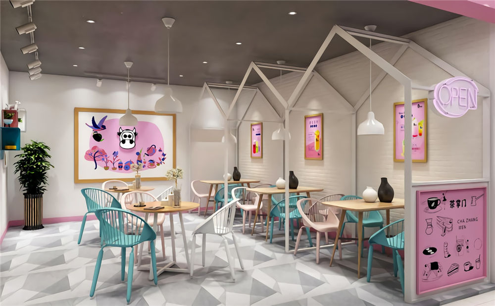 郑州酸奶牛奶茶店装建公司设计案例