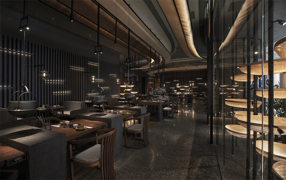 翘脚牛肉火锅店装建—尽膳口福餐厅设计案例(图9)