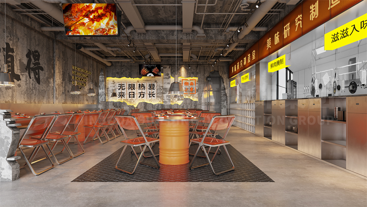 山东许昌76号烧烤店装建设计成效图